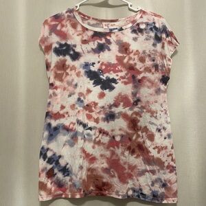 🌸Old Navy Active Pink and Navy Tie Dye Cap Sleeve Tee with Open Tie Back size XS